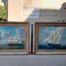 A 20th Century Pair Of Ships Oils On Canvas In Gilded Frames USA 1960s