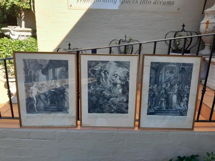A Antique French Set Of Three Engravings Signed On The Plates - Image 2