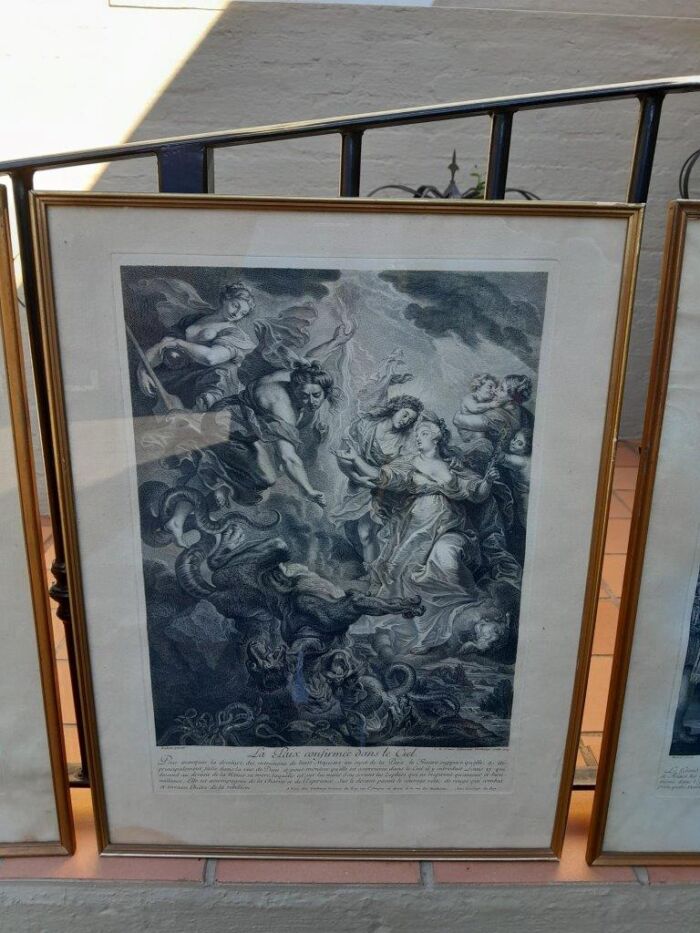 A Antique French Set Of Three Engravings Signed On The Plates - Image 7