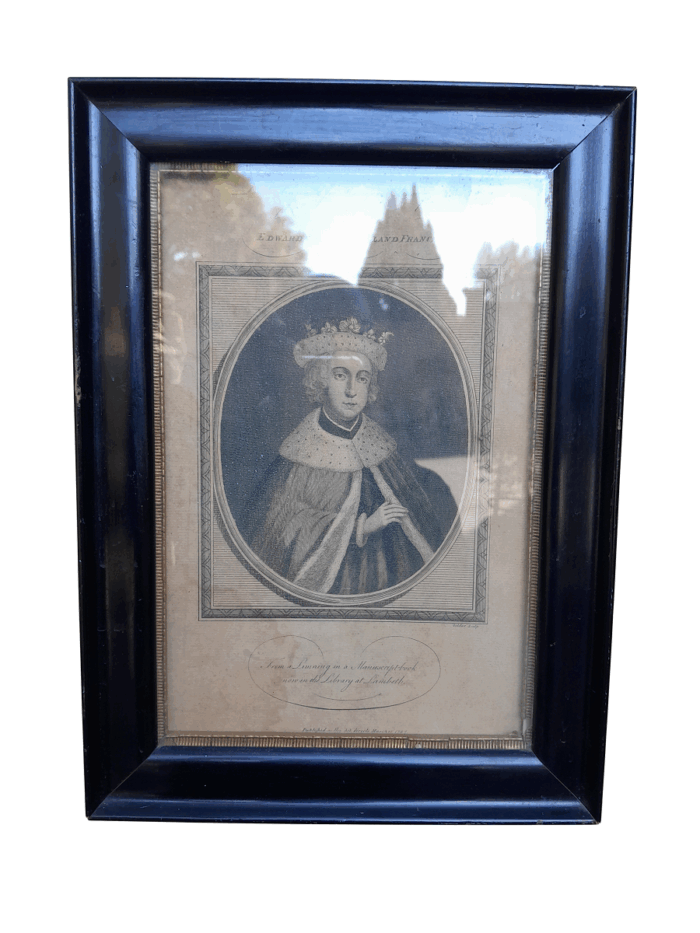 A 20th Century French Engraving In Wooden Frame Of Edward V King Of England