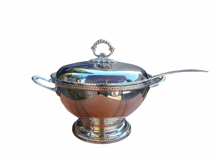 A 20th Century Georgian Style Silver Plated Tureen With Handles And Ladle