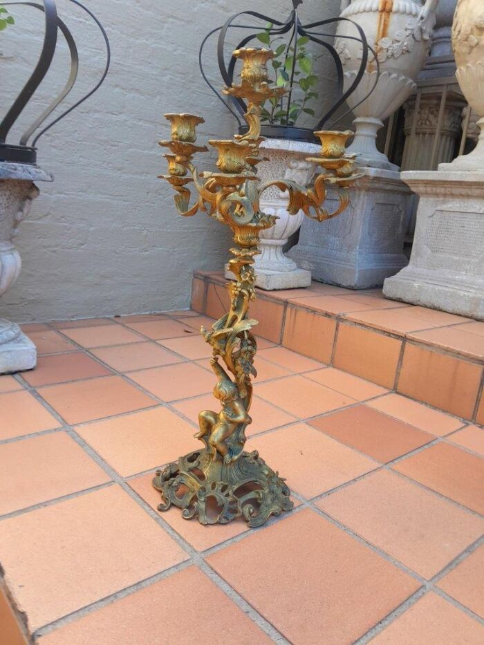 A 19TH Century French Ormolu Gilt Rococo Style Candelabra - Image 4