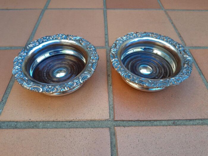 A 19th Century Pair Of Old Sheffield Plate Wine Bottle Coasters - Image 2