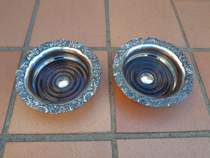 A 19th Century Pair Of Old Sheffield Plate Wine Bottle Coasters - Image 3