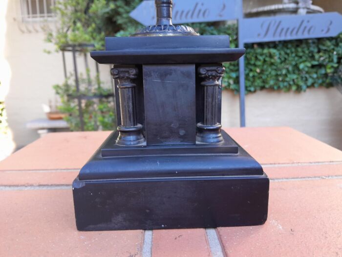 A Pair Of 19th Century French Bronze And Slate Urns On Columns - Image 8