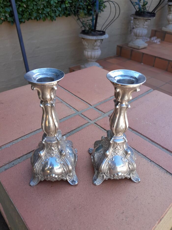 A Pair Of Sterling Silver Rococo Style Candlesticks In The Rococo Style Dimensions 16cm ( 187 Grams Silver) - Image 4