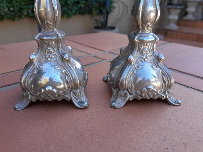 A Pair Of Sterling Silver Rococo Style Candlesticks In The Rococo Style Dimensions 16cm ( 187 Grams Silver) - Image 5