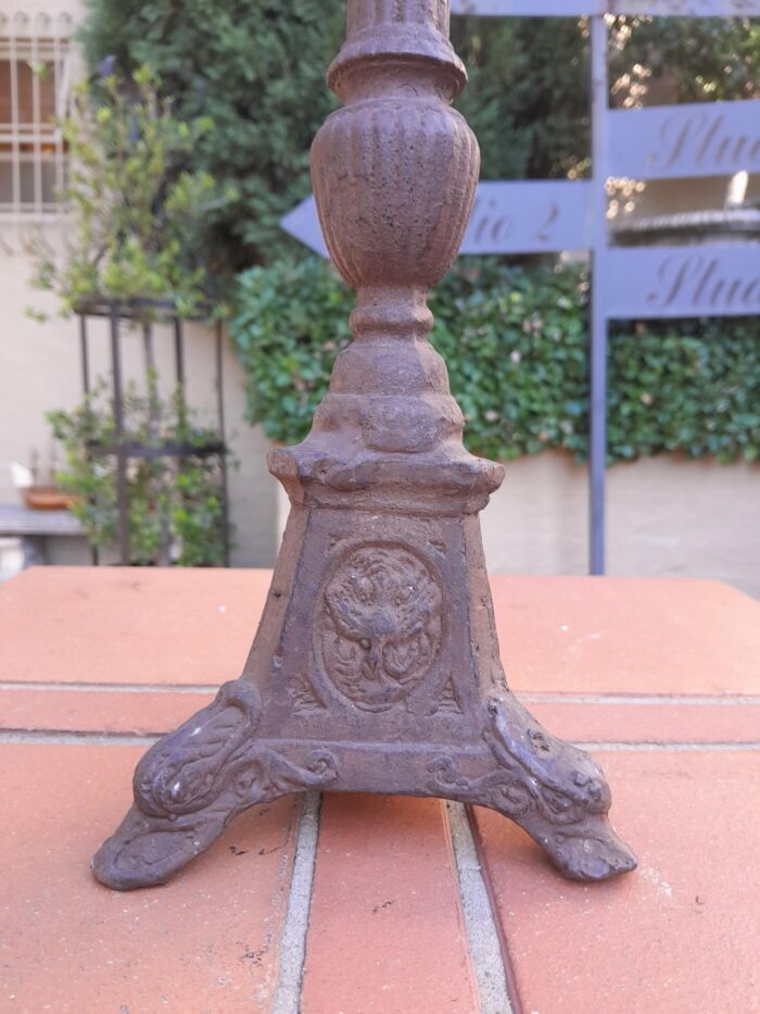 A Pair Of  French Cast Iron Candle Holders - Image 7