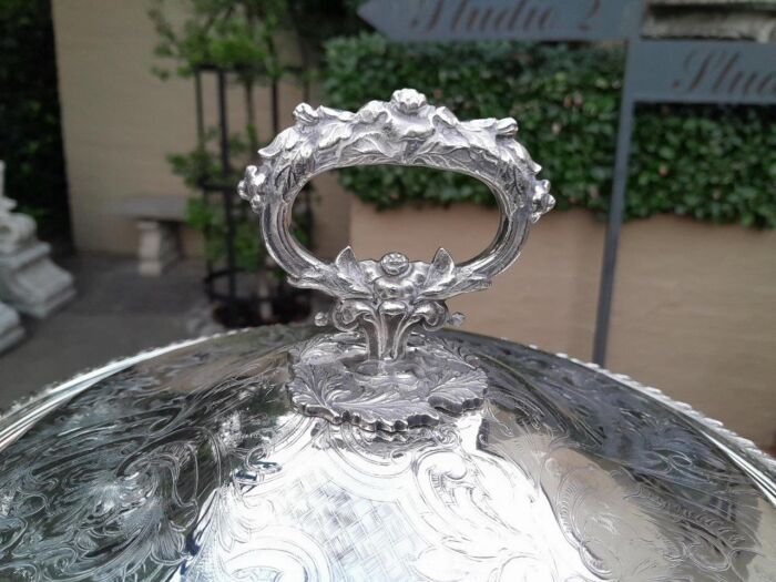 A 19th Century Silver-Plated Chafing Dish with Handle on Stand with Burner - Image 9