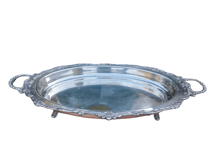 A 20thc EPNS Rococo Style Tray With Handles And On Four Feet