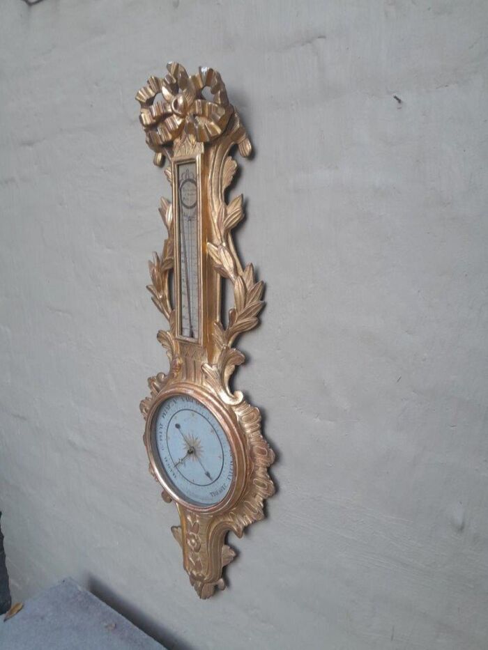 A Rare 18th Century French Paris Louis XVI Giltwood Barometer - Image 3