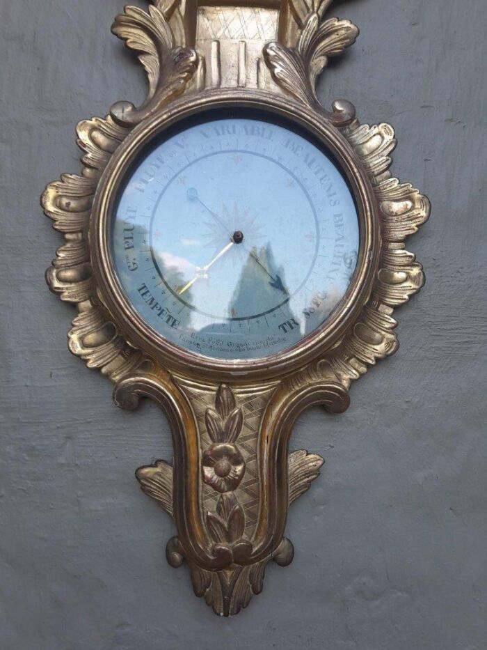 A Rare 18th Century French Paris Louis XVI Giltwood Barometer - Image 4