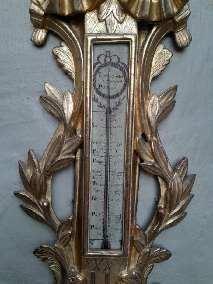 A Rare 18th Century French Paris Louis XVI Giltwood Barometer - Image 6