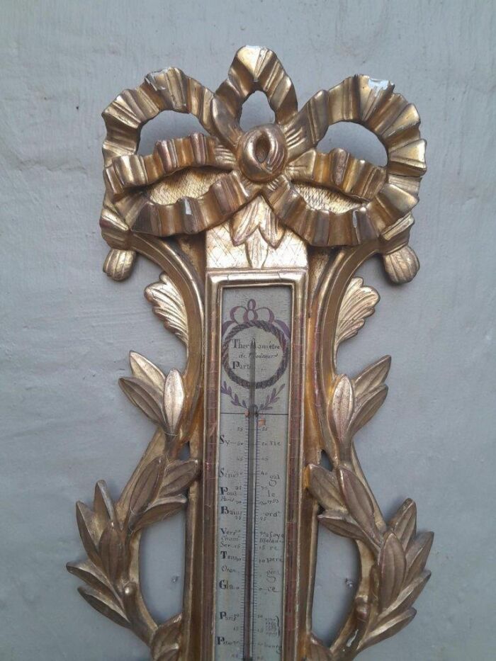 A Rare 18th Century French Paris Louis XVI Giltwood Barometer - Image 7