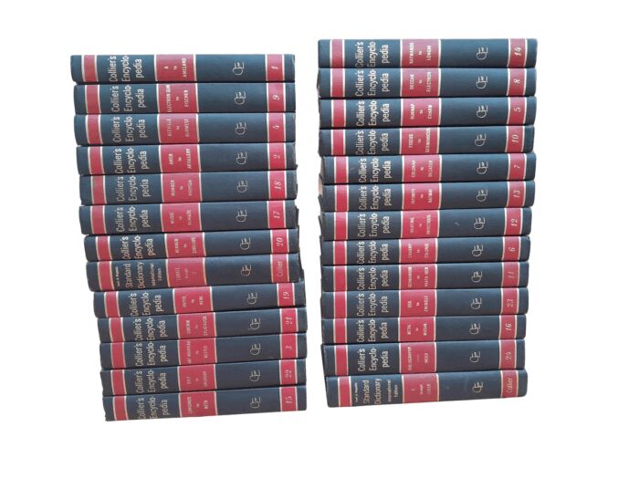 A 20th Century Set Of Twenty Six Collier's Encyclopaedia With Volumes One To Twenty Four And Includes Two Dictionaries