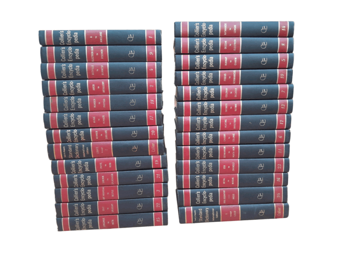 A 20th Century Set Of Twenty Six Collier's Encyclopaedia With Volumes One To Twenty Four And Includes Two Dictionaries