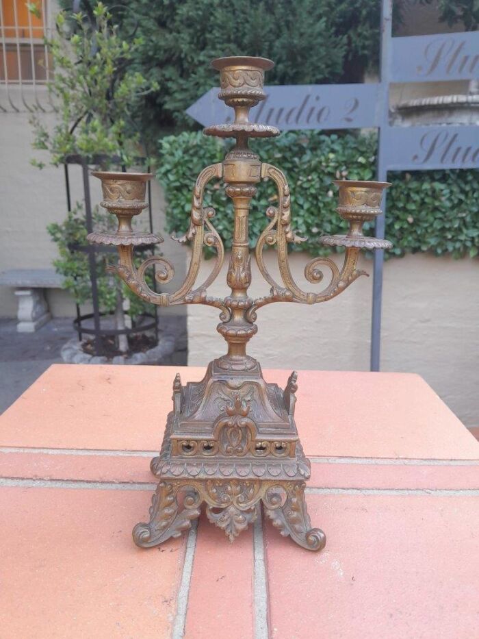 A 19th Century French Pair Of Brass Candle Holders - Image 6