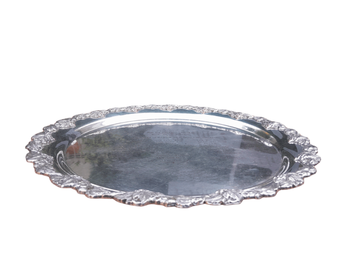 A 20th Century Silver Plated Salvor With Engravings