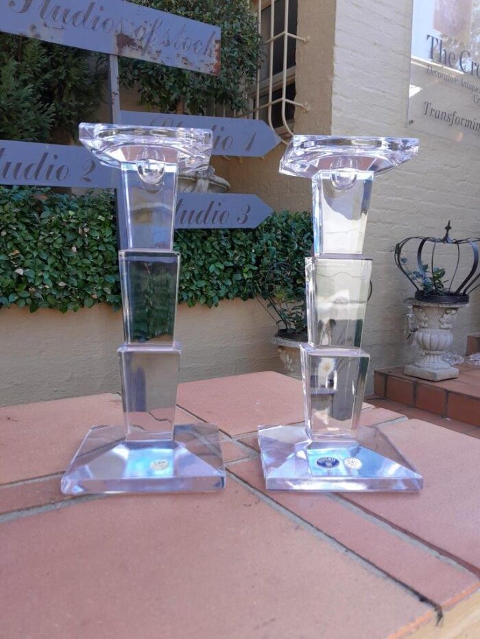 A Pair Of Crystal Bohemia Candle Holders / Sticks - Image 2