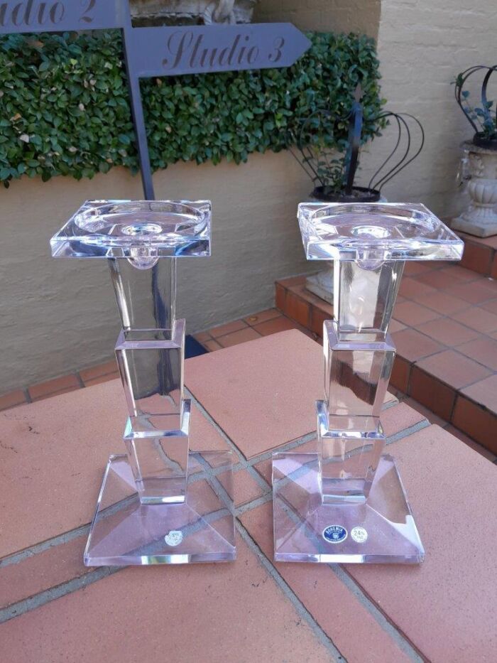 A Pair Of Crystal Bohemia Candle Holders / Sticks - Image 3