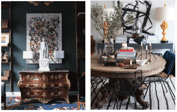 Modern maximalism and antique furniture