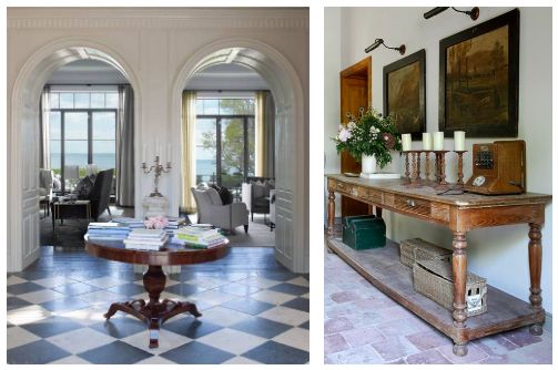 Antique candlesticks in entrance hall