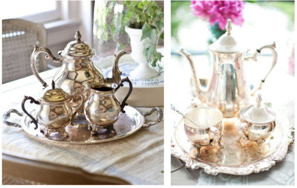 Silver tea sets at the Crown Collection