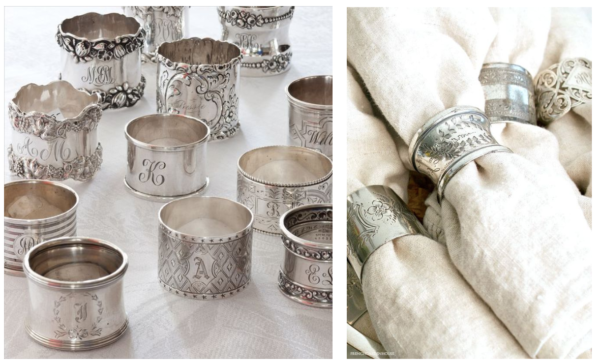 Silver napkin rings for
