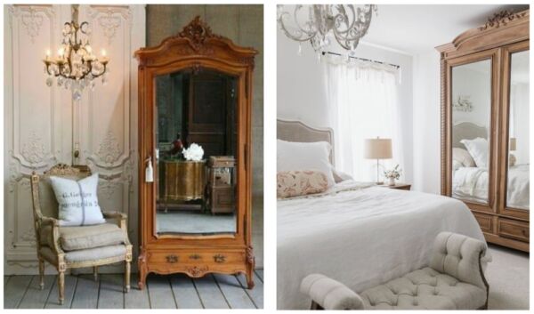 Mirrored armoires and storage pieces of furniture