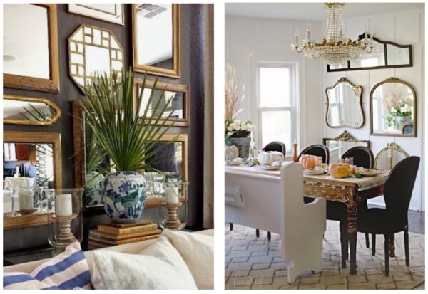 A curated collage of mirrors makes a great gallery wall