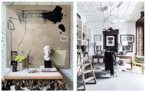 When mixing antique and modern art, start by establishing a focal point in your room