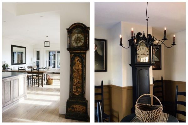The classic design artistry of an antique grandfather clock makes a stunning statement in modern interiors. 