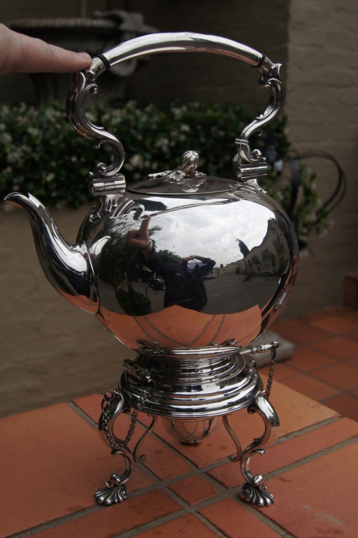 Silver Plated Kettle on Stand - ND - Image 2